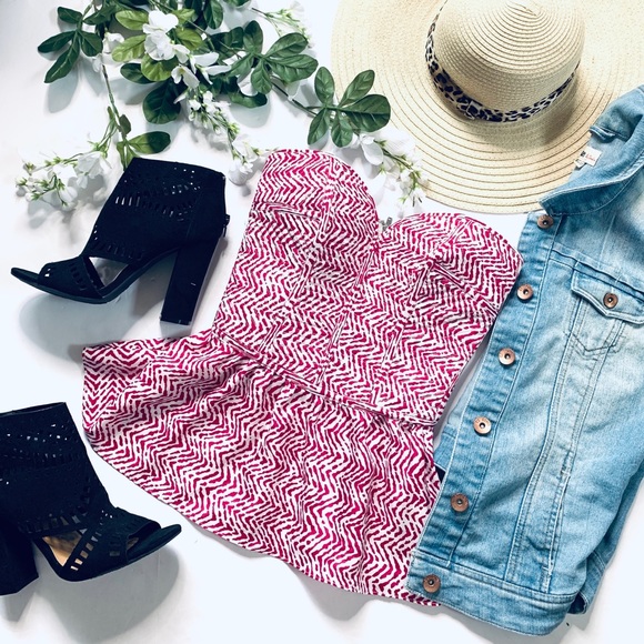 devlin Tops - Devlin strapless bustier peplum top